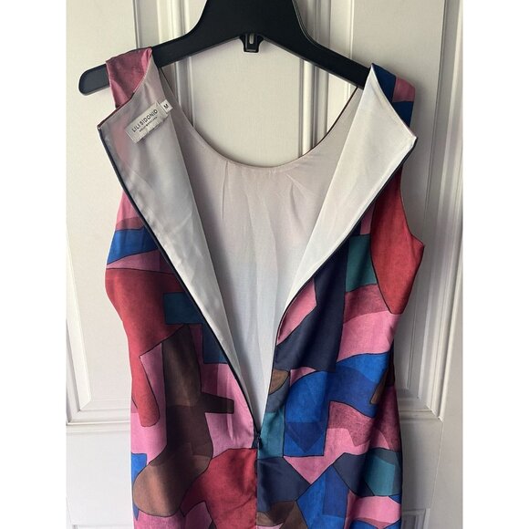 Lili Sidonio Molly Bracken Cubism Art Deco Colorful Shift Dress Size Medium - Picture 6 of 8